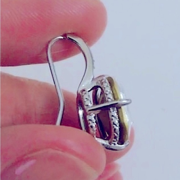 Princess Cut Silver Gold Filled Diamond Zircon Dangle Earrings - Picture 6 of 9